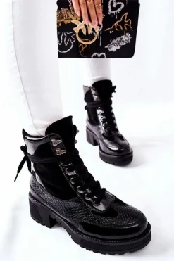 Damskie Boto Botki Damskie Czarne Katanie