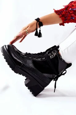 Damskie Boto Botki Damskie Czarne Katanie