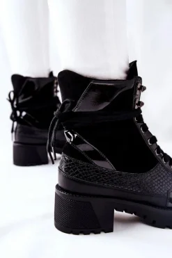 Damskie Boto Botki Damskie Czarne Katanie
