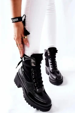 Damskie Boto Botki Damskie Czarne Katanie