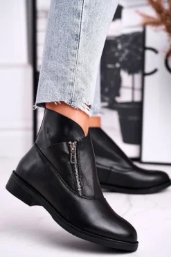 Damskie Boto Botki damskie czarne Magnat