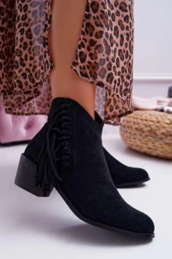 Online Boto Botki Damskie Kowbojki Czarne Agnes