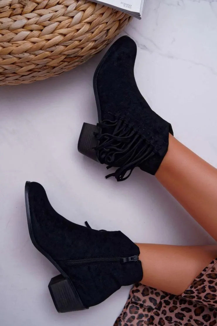 Online Boto Botki Damskie Kowbojki Czarne Agnes