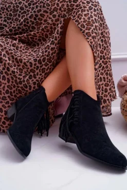 Online Boto Botki Damskie Kowbojki Czarne Agnes