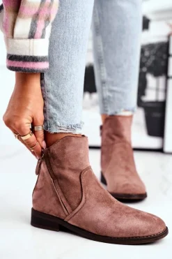 Damskie Evento Botki Damskie Kowbojki Płaski Obcas Khaki Plemmi