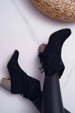 Boto Botki Na Słupku|Brązowe I Beżowe Botki*Botki Damskie Kowbojki z Klamrą Czarne Marciapo