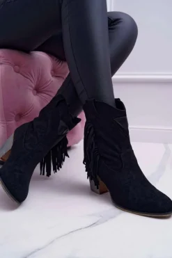 Boto Botki Na Słupku|Brązowe I Beżowe Botki*Botki Damskie Kowbojki z Klamrą Czarne Marciapo