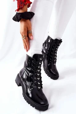 New Buty damskie Vinceza Botki Damskie Lakierowane Czarne Myroe