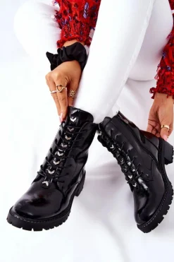 New Buty damskie Vinceza Botki Damskie Lakierowane Czarne Myroe
