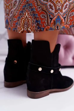 New Laura Messi Botki Damskie 1890 Skóra Zamsz Czarne Darmah