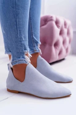 Damskie Boto Botki Damskie Lu Boo Z Wycięciami Błękitne Chelsea