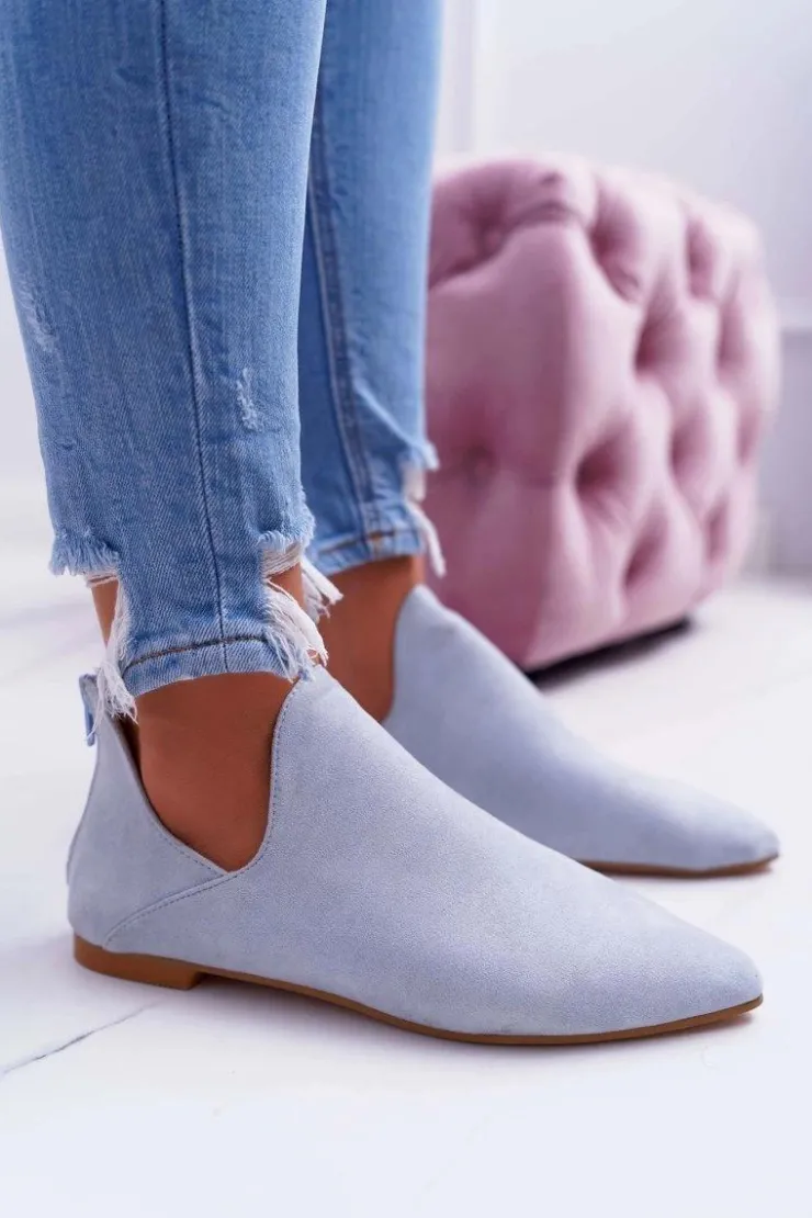 Damskie Boto Botki Damskie Lu Boo Z Wycięciami Błękitne Chelsea