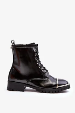 Discount Boto Botki Damskie Lu Boo Czarne Workery ze Stalową Oprawą Jacksy