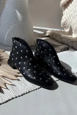 Best Boto Botki Damskie Na Delikatnym Obcasie Ze Srebrnym Zdobieniem Czarne Rosalind