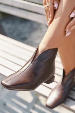 Boto Botki Ocieplane|Botki Skórzane*Botki Damskie Na Delikatnym Obcasie Czekoladowe Elvienne