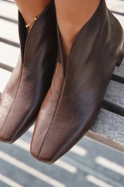 Boto Botki Ocieplane|Botki Skórzane*Botki Damskie Na Delikatnym Obcasie Czekoladowe Elvienne