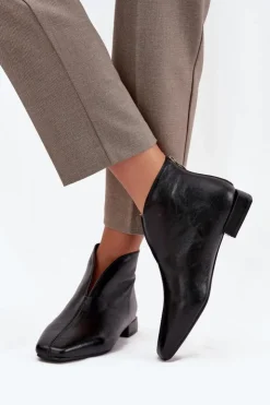 Hot Boto Botki Damskie Na Delikatnym Obcasie Czarne Elvienne
