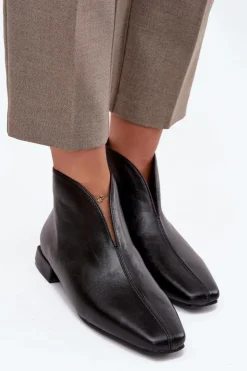 Hot Boto Botki Damskie Na Delikatnym Obcasie Czarne Elvienne