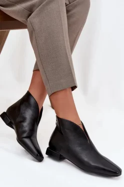 Hot Boto Botki Damskie Na Delikatnym Obcasie Czarne Elvienne