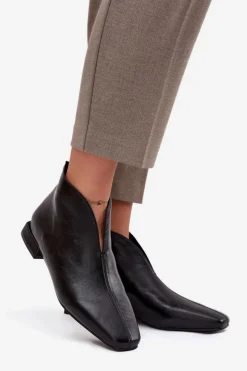 Hot Boto Botki Damskie Na Delikatnym Obcasie Czarne Elvienne
