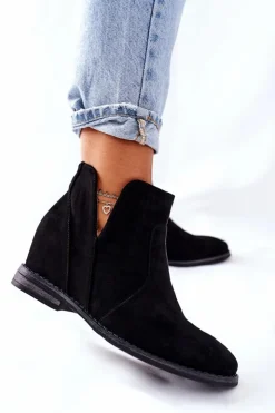 Sale Damskie buty S.Barski Botki Damskie Na Koturnie S.Barski Joiva Czarne