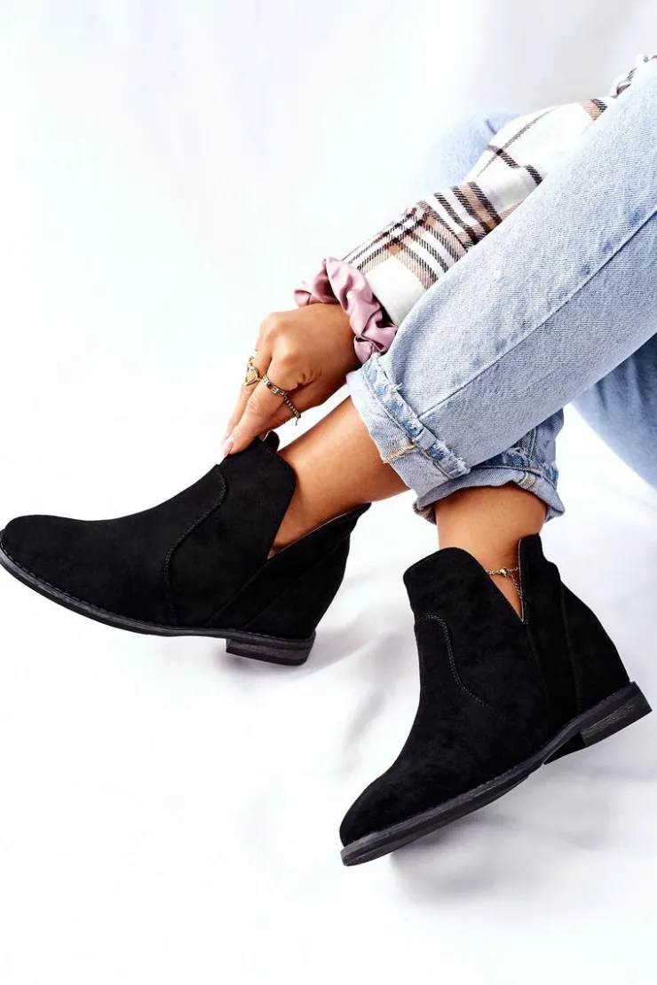 Sale Damskie buty S.Barski Botki Damskie Na Koturnie S.Barski Joiva Czarne