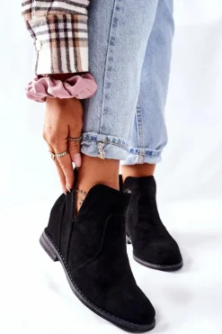 Sale Damskie buty S.Barski Botki Damskie Na Koturnie S.Barski Joiva Czarne