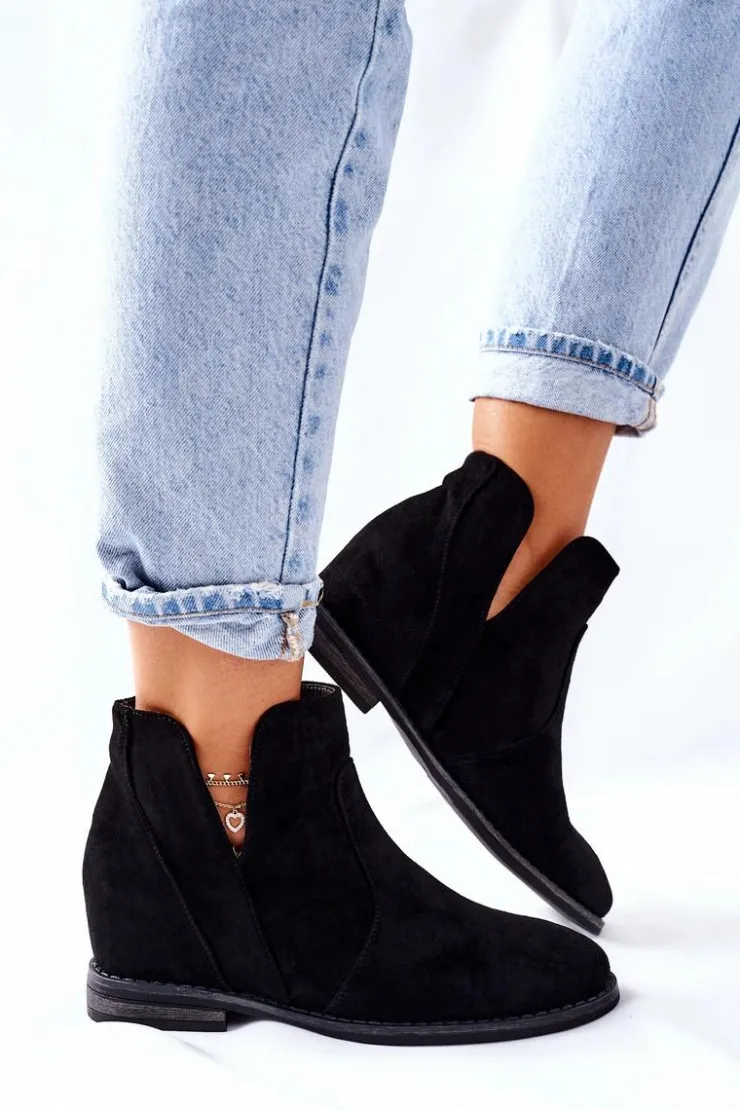 Sale Damskie buty S.Barski Botki Damskie Na Koturnie S.Barski Joiva Czarne