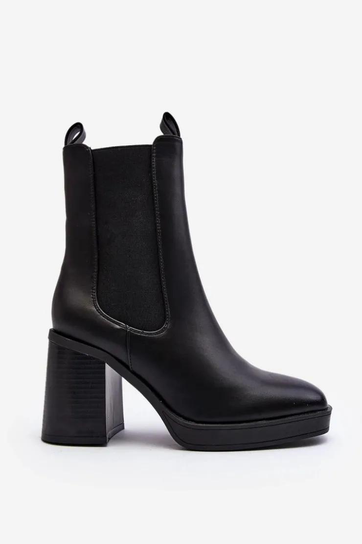 Boto Czarne Botki|Botki Na Obcasie*Botki Damskie Na Masywnym Obcasie Czarne Piovere