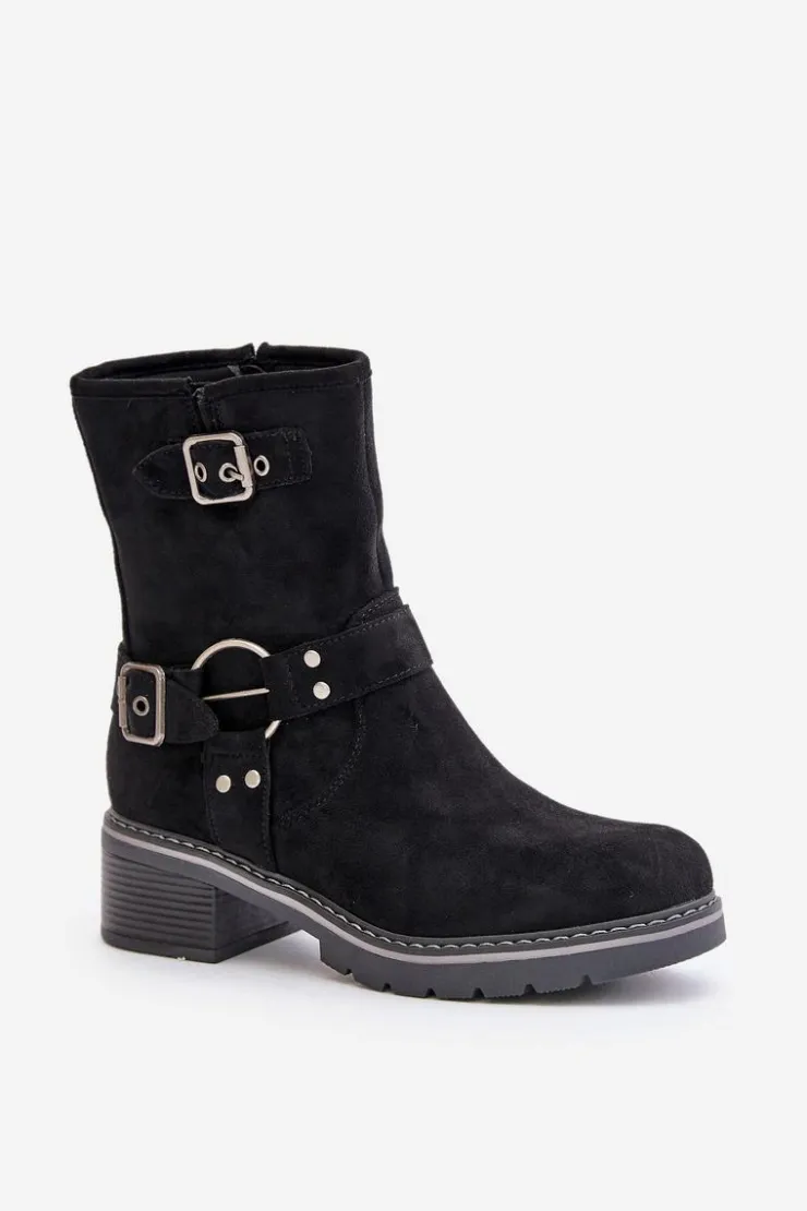 Boto Brązowe I Beżowe Botki|Botki Na Obcasie*Botki Damskie Na Niskim Obcasie Z Klamrami Czarne Zudra Czarny