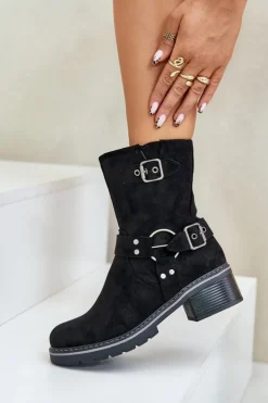 Boto Brązowe I Beżowe Botki|Botki Na Obcasie*Botki Damskie Na Niskim Obcasie Z Klamrami Czarne Zudra Czarny