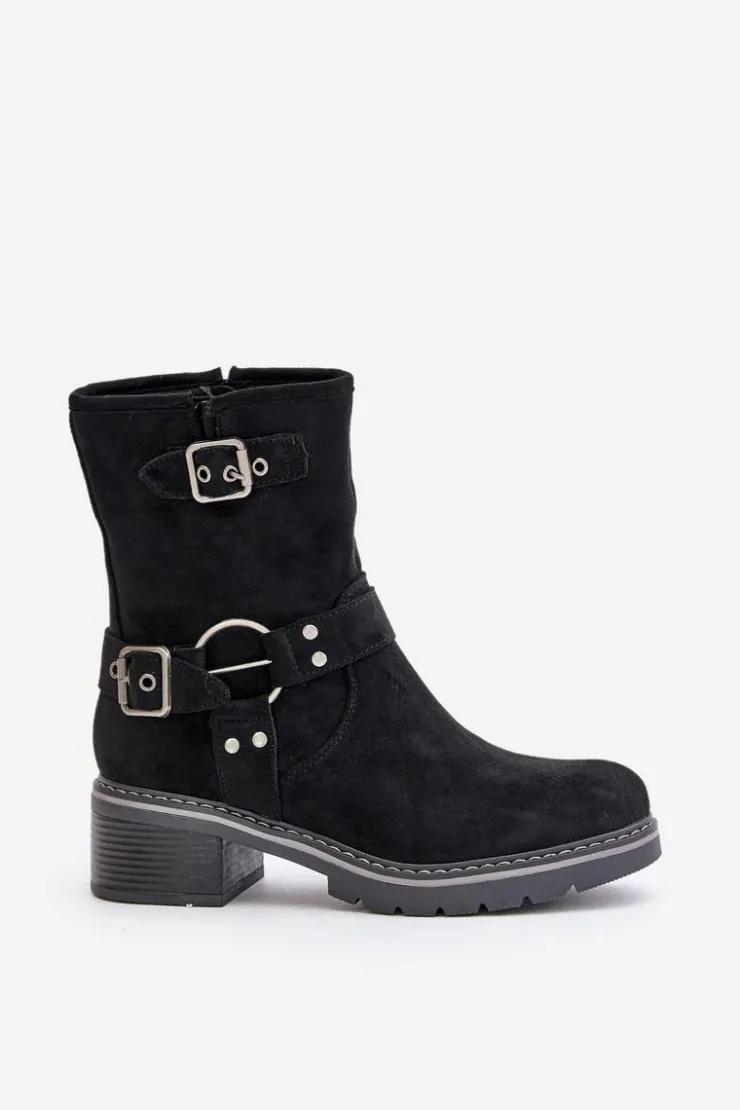 Boto Brązowe I Beżowe Botki|Botki Na Obcasie*Botki Damskie Na Niskim Obcasie Z Klamrami Czarne Zudra Czarny