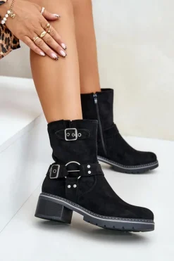 Boto Brązowe I Beżowe Botki|Botki Na Obcasie*Botki Damskie Na Niskim Obcasie Z Klamrami Czarne Zudra Czarny