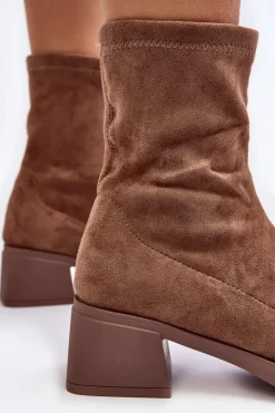 Evento Botki Ocieplane|Czarne Botki*Botki Damskie Na Niskim Obcasie Brązowe Aphroteia Brązowy