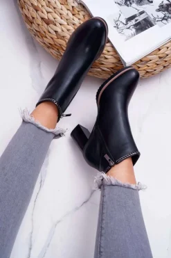 Big Star Shoes Botki Na Słupku|Botki Zimowe Damskie*Botki Damskie Na Obcasie Skóra Big Star Czarne BB274618