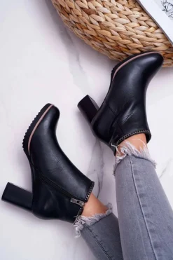 Big Star Shoes Botki Na Słupku|Botki Zimowe Damskie*Botki Damskie Na Obcasie Skóra Big Star Czarne BB274618