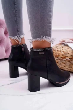 Big Star Shoes Botki Na Słupku|Botki Zimowe Damskie*Botki Damskie Na Obcasie Skóra Big Star Czarne BB274618