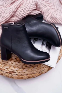 Big Star Shoes Botki Na Słupku|Botki Zimowe Damskie*Botki Damskie Na Obcasie Skóra Big Star Czarne BB274618