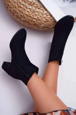 Best Buty Sergio Leone Botki Damskie Na Obcasie Sergio Leone Czarne BT522