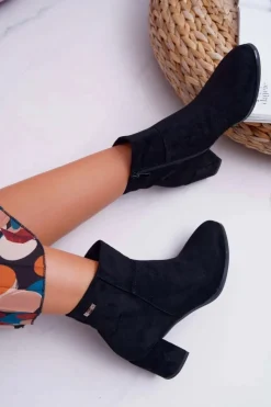 Best Buty Sergio Leone Botki Damskie Na Obcasie Sergio Leone Czarne BT522