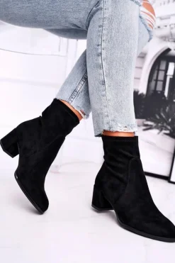 Buty Sergio Leone Botki Wiosenne|Botki Na Słupku*Botki Damskie Na Obcasie Sergio Leone Czarne BT151