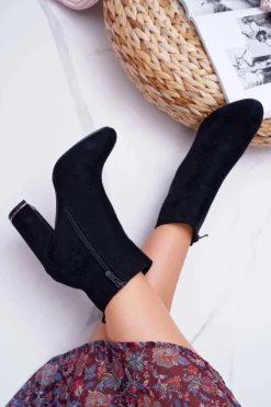 Damskie Boto Botki Damskie Na Obcasie Czarne Sadie