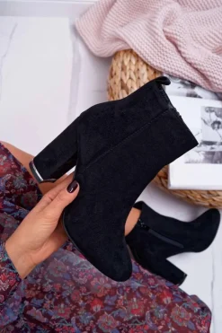 Damskie Boto Botki Damskie Na Obcasie Czarne Sadie