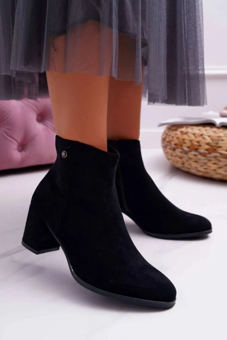 Damskie Buty Sergio Leone Botki Damskie Na Obcasie Sergio Leone Czarne BT520