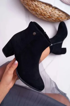 Damskie Buty Sergio Leone Botki Damskie Na Obcasie Sergio Leone Czarne BT520