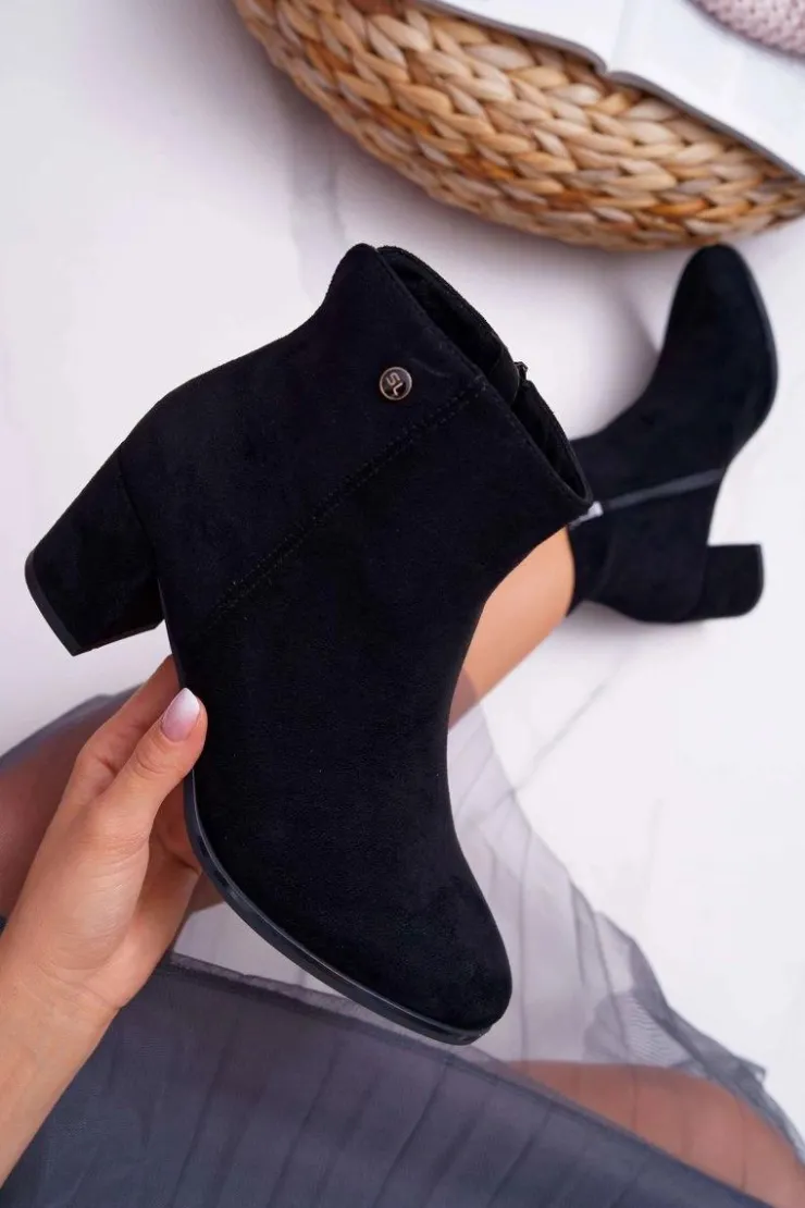 Damskie Buty Sergio Leone Botki Damskie Na Obcasie Sergio Leone Czarne BT520