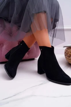 Damskie Buty Sergio Leone Botki Damskie Na Obcasie Sergio Leone Czarne BT520