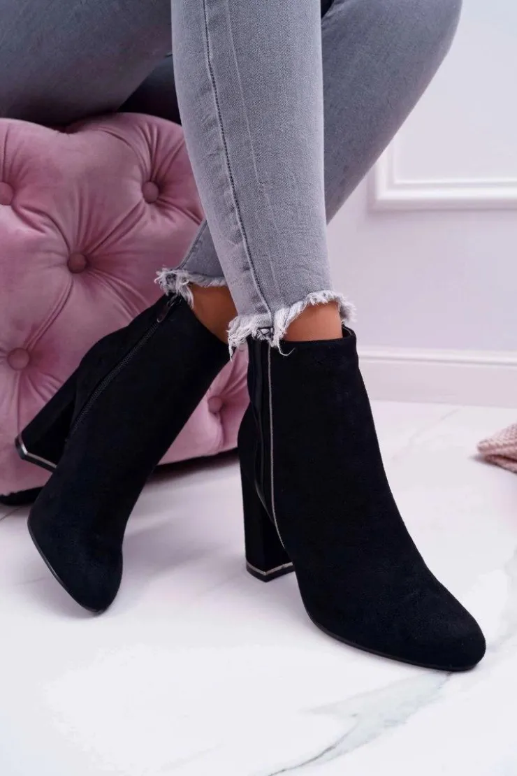 Boto Botki Na Słupku|Botki Zimowe Damskie*Botki Damskie Na Obcasie Czarne Domeno