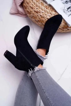 Boto Botki Na Słupku|Botki Zimowe Damskie*Botki Damskie Na Obcasie Czarne Domeno