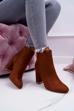 Clearance Boto Botki Damskie Na Obcasie Camel Sadie